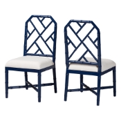 bali & pari Sergio Mahogany Wood 2-Piece Dining Chair Set, Navy Blue